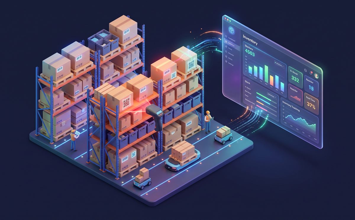 Warehouse management software illustration